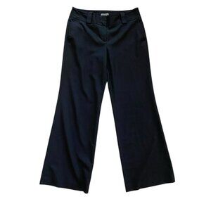 Ann Taylor Womens ' Lindsay ' Dress Pants Black Cotton Blend Low Rise Wide Leg 8
